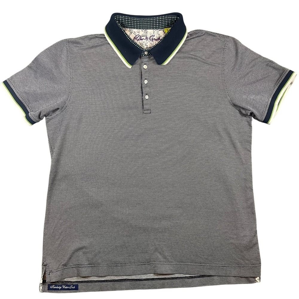Robert Graham Mens Polo Shirt XL Classic Fit Geometric Gray Golf Business Casual